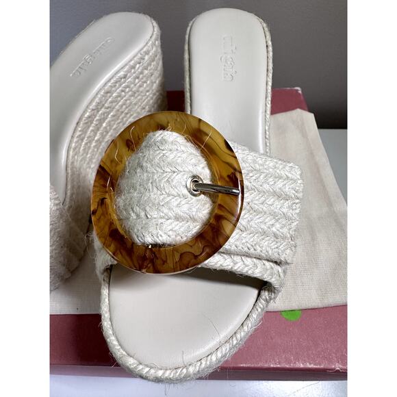 $458 Cult Gaia Sandals Slide Cleia Platform Off White Sz 36.5 Chunky heel Buckle - Picture 3 of 10